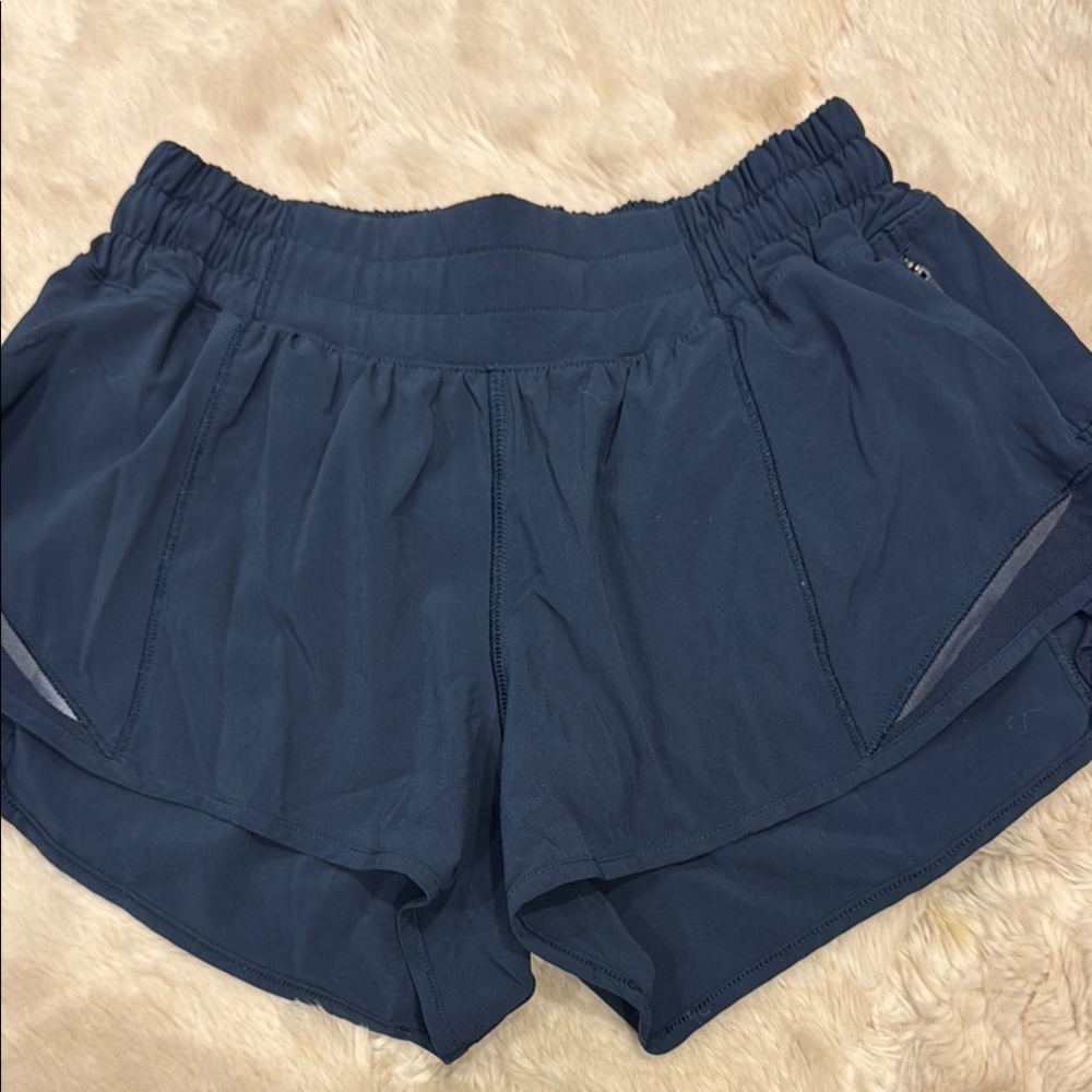 LULULEMONBlue Athletic Shorts with Moisture Wicking Fabric and Elastic Waistband